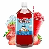 Belissia Slush Eis Sirup 1000ml Konzentrat | Erdbeer Geschmack | sehr ergiebig in knalligen Farben (1:5) für bis zu 6 Liter | Glycerin frei – für Slush-Eis - Maschinen & Wassereis
