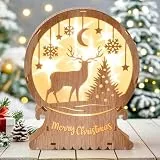DAOUZL Weihnachtsdeko, Weihnachtsdeko Holz, Weihnachtsdeko Beleuchtet Innen, LED Weihnachtsschmuck Holz, LED Elch Licht, Leuchtende Weihnachtsdeko, Weihnachtsdeko Fnster Stehend, Batteriebetrieben