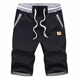 Tansozer Kurze Hosen Herren Shorts Herren Sommer Chino Gummizug Schwarz L