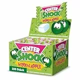Center Shock Hidden Apple, Box mit 100 Kaugummis, extra-sauer mit Apfel-Geschmack, geeignet für Geburtstag, Pinata, Partys, Candy-Bar, Weihnachten und Halloween, 400g