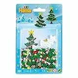 Hama Perlen 4108 Kleines Set Weihnachtsbaum mit ca. 450 bunten Midi Bügelperlen mit Durchmesser 5 mm, Stiftplatte und Motivvorlage, inkl. Bügelpapier, kreativer Bastelspaß für Groß und Klein