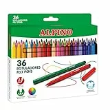 Alpino 36 Filzstifte | Etui mit 36 Filzstiften mit 3 mm Spitze | waschbare Tintenstifte | Filzstifte für Kinder | Schule und Büro
