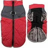 JoyDaog Warmer Fleece-Hundemantel für kleine Hunde, D-Ringe, wasserdichte Welpenjacke für den kalten Winter, Rot, Größe S