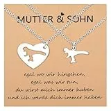 CheersLife Mutter Sohn Kette Mutter Sohn Geschenk An Meinen Sohn/Mama Geburtstagsgeschenk für Mama Sohn 2 Stück Dinosaurier Halskette Schulabschluss Erster Schultag Weihnachts Schulanfang Geschenke