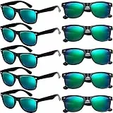 FSMILING Sonnenbrille Herren Set Sonnenbrillen Pack Party Brille Für Damen Herren Fasching Karneval,10er Pack Sonnenbrillen Verspiegelt Grün