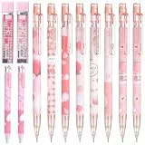 TIESOME 8 Stück Druckbleistift Set, Aesthetic Stifte für Kinder mit 0.5+0.7mm Druckbleistiften Ersatzminen und 2 Radiergummi Schulsachen Schreiben Zeichnen Skizzieren