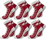 6 Paar Baumwoll Socken im Schuh - Design Farbe Rot Größe 39/42