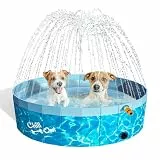 ALL FOR PAWS 120CM Großer Hundepool mit Sprinkler, 2-in-1 Klappbarer Hundeschwimm- und Spritzpool, Rutschfester Hartplastik-Splash-Pool für den Außenbereich, Garten, Hunde, Enten und Tierbäde