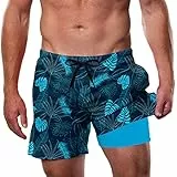 Dancinova Badehose Herren Badeshorts für Surfen Kompression 2-in-1 Strandhose Innenhose Schnelltrocknende Schwimmshorts mit Innenhose
