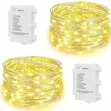 Koopower 2 Stück 100er LED Batterie Lichterketten mit Timer, IP65 wasserdicht für den Außen- und Innenbereich (8 Modi, 11 Meter Silberdraht, warmweiß)