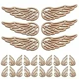CLISPEED 50 Stück Holz Engel Flügel Ausschnitte Unfertige Holzscheiben für DIY Basteln Natürliche Holzoptik für Dekoration und Kreative Projekte
