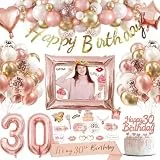 Deko 30 Geburtstag Frau, Luftballon 30. Geburtstag Roségold, 30 Geburtstagdeko Frauen Deko, Geburtstagsdeko 30 Happy Birthday Banner, Geburtstagsdeko Rosegold Ballons