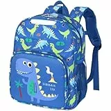 Bagseri Kindergartenrucksack Jungen 3-5 Jahre, 10L Kinderrucksack mit Brustgurt, Reflektoren & Isolierfach, Ergonomischer Kita Rucksack, Blauer Dinosaurier
