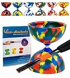 Juggle Dream Jester Diabolo Jonglierset – Fester Achse Profi-Diabolo mit Superglass-Handstäben, Online-Lernvideo – Jonglierspielzeug (Mehrfarbig)