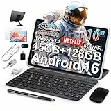 TECLAST P30T Android 16 Tablet 10.1 Zoll 120Hz Display, 10 Zubehör Tablets mit Tastatur+Hülle+Stift+Maus, 15GB RAM+128GB ROM(5TB TF), T7250 Octa-Core A75, Gemini AI/5G WiFi/Widevine L1/GPS/6000mAh/OTG