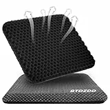 BTDZDD Gel Sitzkissen, Orthopädisch Doppelschicht Verdickung Sitzkissen mit Rutschfester Stoffhülle Atmungsaktives Stuhlkissen für Bürostuhl (Schwarz, 43cm*39cm*4cm)