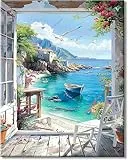 LZLHDE Malen nach Zahlen Erwachsene, Paint by Numbers Adult, Landschaftsmalerei DIY Handgemalt Ölgemälde Mit 3 - Pinseln und Acrylfarbe knitterfreie leinwand Kit - 40 X 50 CM