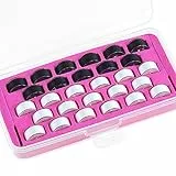 New brothread 28pcs 17Weiß + 11Schwarz 60S/2 (90WT) Vorgewickelten Spulen Unterfaden Kunststoff Größe A SA156 für Stickerei und Nähmaschine DIY Stickgarn Nähgarn