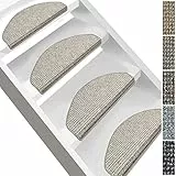 casa pura Stufenmatten Carlton - Attraktiver Treppenschutz für Innen - Halbrund oder rechteckig (Halbrund - 15 Stück, Grau-Beige meliert)