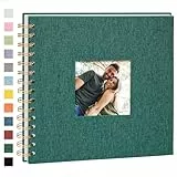 Vienrose Fotoalbum zum Selbstgestalten 20,5 x 20,5 cm, DIY Scrapbook Spiralalbum mit 40 Weißen Seiten, Leinen Fotoalbum zum Einkleben für Familien, Baby, Hochzeit, Jahrestag, Geburtstags, Dunkelgrün