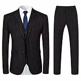 YOUTHUP Anzug Herren Slim Fit 3 Teilig Vertikale Streifen Anzüge Business Herrenanzug Sakko Weste Hose