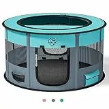 Hundelaufställe Playpen für Hunde 110 cm große Faltbare Haustierspielstifte Innen im Freien Übungstift mit Tragetasche Food Bowl für Katzenpuppen -Kaninchen (GRAU, 44Zoll)