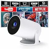 Wielio 2025 Neuer Mini Beamer mit WiFi und Bluetooth, Android 11 und integrierten Apps, Native 1080P mit 4K Unterstützung, 180° Verstellbarer Ständer, automatische Trapezkorrektur, für Switch2/PS5