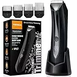 PRITECH Intimrasierer Mann, Elektrischer Körperrasierer Herren – Wasserdichter Rasierer intimbereich Trimmer, Ballrasierer, USB-Ladestation, Körperpflege-Set mit Keramikklinge (Schwarz)