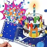 'BOOM'Geburtstagskarte, Explodierende Konfetti Geburtstagskarte, 3D-Musik-Pop-Up-Karte mit Licht, Handgefertigte Kerze zum Ausblasen und Happy Birthday-Musik-Grußkarte WOW Effekt