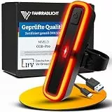 Rücklicht Fahrrad mit Bremsanzeige- Fahrradlicht hinten StVZO zugelassen mit Power-Akku - USB-C aufladbare Fahrradbeleuchtung IPX5 wasserdicht - Fahrradrücklicht LED für Rennrad, MTB & Gravel-Bike