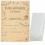 LandReCol einladungskarten kindergeburtstag mädchen 10 Einladungskarten zum Kindergeburtstag Kraftpapier inkl. 10 Briefumschlägen – Einladung Party Junge Mädchen Kinder OHNE Kinderschokolade