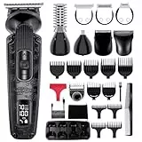Hatteker Barttrimmer Herren Haarschneidemaschine Set Bartschneider Profi Haarschneider Rasierer Elektrisch Nasenhaartrimmer Körperhaartrimmer Wasserdicht Einstellbare Geschwindigkeit 8 in 1 (Schwarz)