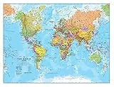 Riesige Weltkarte - Politischen Weltkartenposter - Aktualisiert 2025 - Laminiert - 59.4 x 42 cm - Maps International