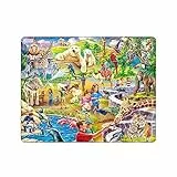 Larsen US30 Rahmenpuzzle – EIN Aufregender Tag im Zoo – 48 Teile – Lernspielzeug ab 4 Jahren – Kreatives Puzzle für Kinder