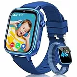 Sanorum Smartwatch Kinder, 4G Kinder Smartwatch mit GPS und Telefon, SOS-Funktion, Videoanrufen, Nachrichten, Schulmodus, Wecker, Kamera, Schrittzähler, IP68 Wasserdicht Kinderuhr Mädchen Jungen Blau