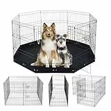 VEVOR Hundelaufstall, 8 STK. 76 cm H x 61 cm B Paneele, Faltbarer Welpenlaufstall aus Metall, Welpenauslauf mit Tür, Bodenmatte aus 600D Oxford-Gewebe, Laufstall für Hunde, Katzen & andere Kleintiere