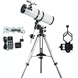 Skyoptikst 750 x 150 mm Spiegel-Newton-Teleskop, hohe Leistung, äquatoriale Tiefraumbeobachtung mit Stativ und Motor