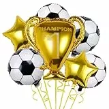 Fussball Luftballon, Trophäe Folienballon, 18 Zoll Fußball Luftballon Set, Kinder Fussball Deko, Fussball Geburtstag Deko, Luftballons Fussball für Spieltag, Geburtstag, Party