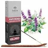 Simply Vedic Patchouli-Räucherstäbchen 250 g (ca. 135 Premium-Räucherstäbchen + Halter) | Dauert 60 Minuten, ideal für Meditation, Yoga, spirituelle Heilung, Gebete, Aromatherapie