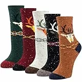 YSense Snug Wollsocken für Frauen, Thermosocken Damen, 5 Paar Winter Socken, Einheitsgröße
