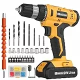 FADAKWALT 20 V Akku-Bohrer-Set, leistungsstarke Bohrer-Sets, Drehmoment 30 N, 21 + 1 Drehmomenteinstellung, 3/8 Zoll Schnellspannbohrfutter, 40 Bohrer, elektrische Bohrmaschine mit 2,0 Ah Li-Ion-Akku