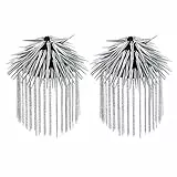 FENICAL Schulterklappe Quaste Niet Schulter Brosche Halloween Schulterklappen Kostüm Punk Cosplay Epauletten für Frauen Männer 1 Paar - Silber