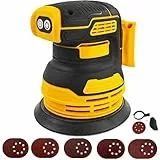 Bürstenloser Exzenterschleifer für Dewalt 20V Akku, 125 mm Akku-Exzenterschleifer mit 20 Stück 125 mm Schleifpapier, 3-Gang-Rotation, 8 Löcher