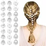 24er-Pack Spiral-Haarnadeln, Haarschmuck für Hochzeiten mit Kristall-Strasssteinen, Haarspangen mit Perlenblumen für Brautfrisuren