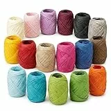 Papierband Raffiabast 17 Rollen Set je 20m - Geschenkband Raffia Papier Schnur Craft Verpackung - Bastband Papiergarn zum Binden Verzieren - Bänder für Geschenke Deko - Farbenvielfalt Mix
