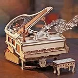 ROBOTIME 3D Puzzle Holz Magic Piano Spieluhr, Modellbausatz für Erwachsene zu Bauen, Getriebe Holzpuzzle Gebäude Handwerk Kits