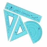 Legami - Geometrie Set, Set mit 15 cm Lineal, 10 cm 60° Quadrat, 180° Winkelmesser für die Schule, inkl. Koffer, flexibles Material, Space-Motiv