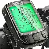 Retoo Fahrradcomputer mit Fahrrad Tachometer, Kilometerzähler mit 25 Funktions, wasserdichte Fahrradtacho mit LCD Display mit Hintergrundbeleuchtung, Multi-Funktion, Radcomputer, Schwarz