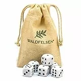 6, 12, 20, 30 oder 50 hochqualitative Würfel von Waldfelsen® Standardgröße 16 mm Acrylwürfel Knobel Spielwürfel Dice 6-seitig sechsseitig Spielzubehör Set mit Stoffbeutel (Weiß, 6 Stück)