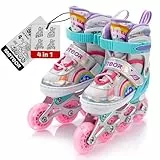 meteor verstellbare 4‑in‑1 Kinder Inline-Skates – Rollschuhe Inliner Schlittschuhe – ABEC‑7 PU‑Räder Aluminiumrahmen – Größen XS 25‑28 S 30‑33 M 34‑37